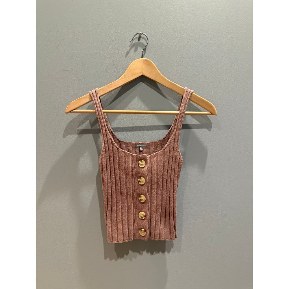Charlotte Russe Paneled Knit Button Down Tank Top - Picture 2 of 6
